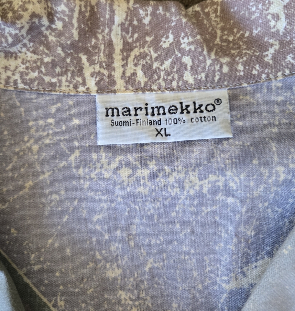 Vintage Marimekko Lavender, Green Cream Abstract Print Cotton Oversized XL - Picture 2 of 7